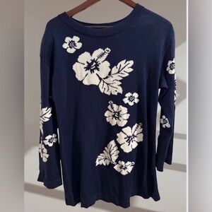Escada Navy Blue Floral Sweatshirt